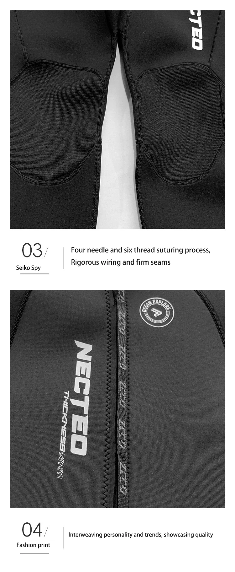 Neopren-Ärmelloser Neoprenanzug 3mm Herren Einteiliger Neoprenanzug Ultra-Elastischer Reißverschluss Tauchanzug für Schwimmen, Surfen, Triathlon – Detail 10