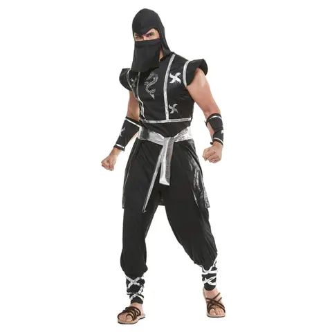 Disfraz de guerrero Ninja japonés negro, Conjunto personalizado para eventos de Halloween, fiesta de carnaval, actuación en escenario