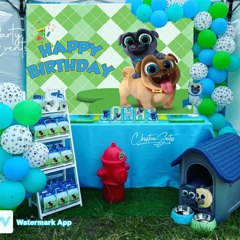 디즈니 빙고 만화 강아지 강아지 PalsEt 롤리 키즈 소년 생일 파티 Backgrond 배경 맞춤 배경 아기 샤워