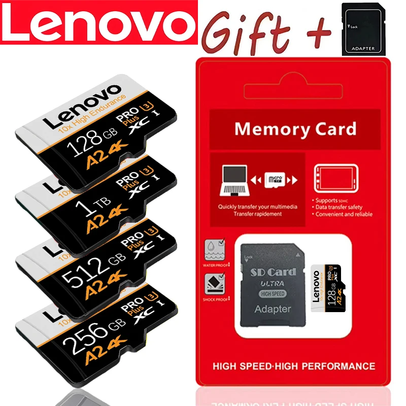Mass Storage Lenovo Micro TF SD SD Cards Memory Card TF Cards 1TB 256GB 64GB X-Ray Proof A2 V30 Storage for Dashcam / Drone
