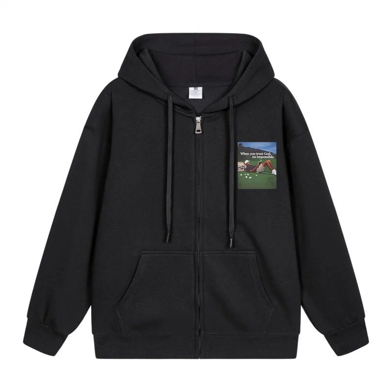 

Men's Zip-Up Hoodie Farm Scene With Animals And New Style Casual Couples’ Style Casual and Loose