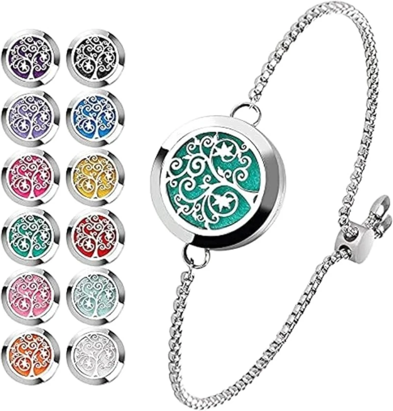 

Aromatherapy Essential Oil Diffuser Bracelet Stainless Steel 15MM Aroma Diffuser Locket Bracelets Adjustable Chain Clasp