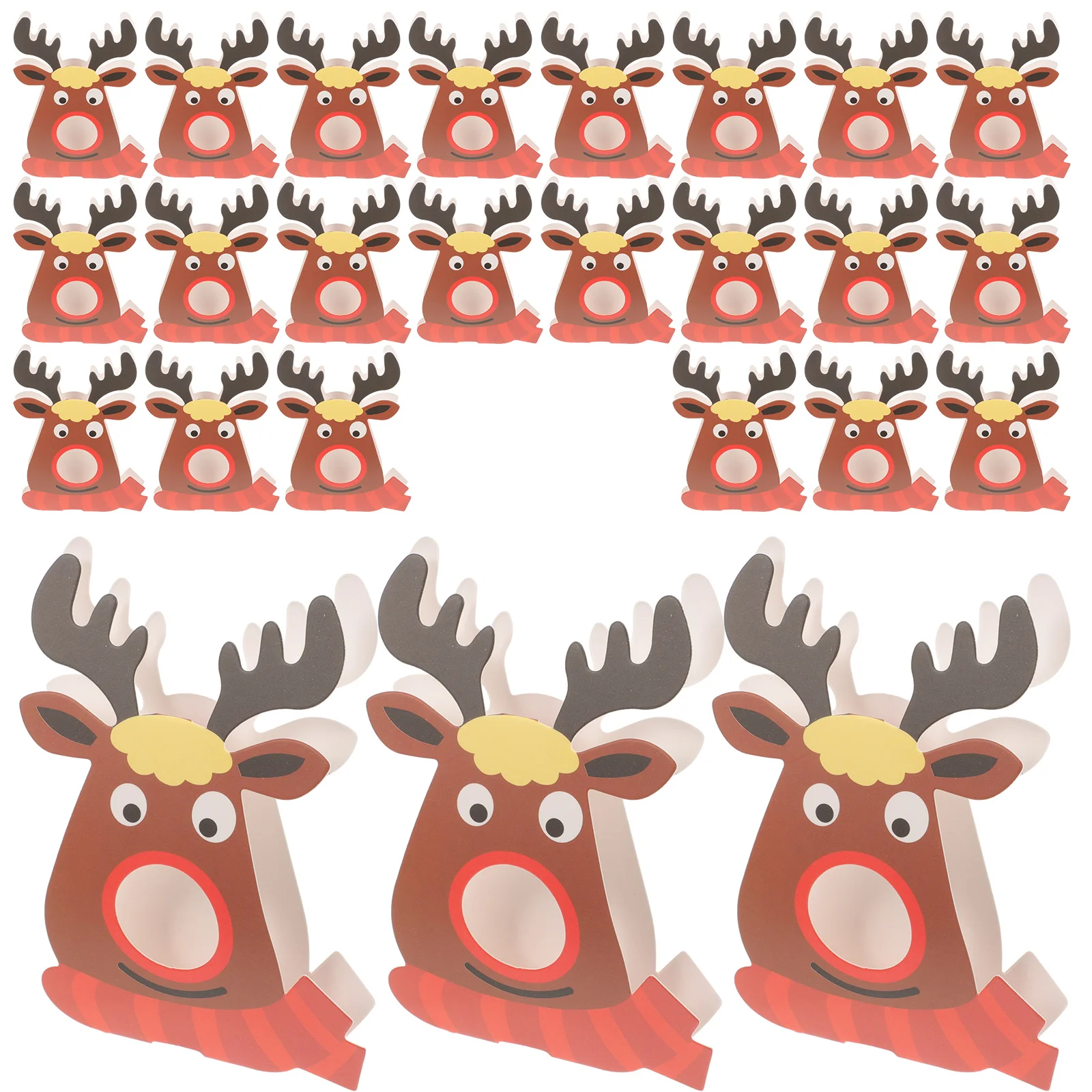 25pcs Christmas Elk Pattern Lollipop Paper Cards Party Packaging Decoration Cards Deer DIY Message Cards Red