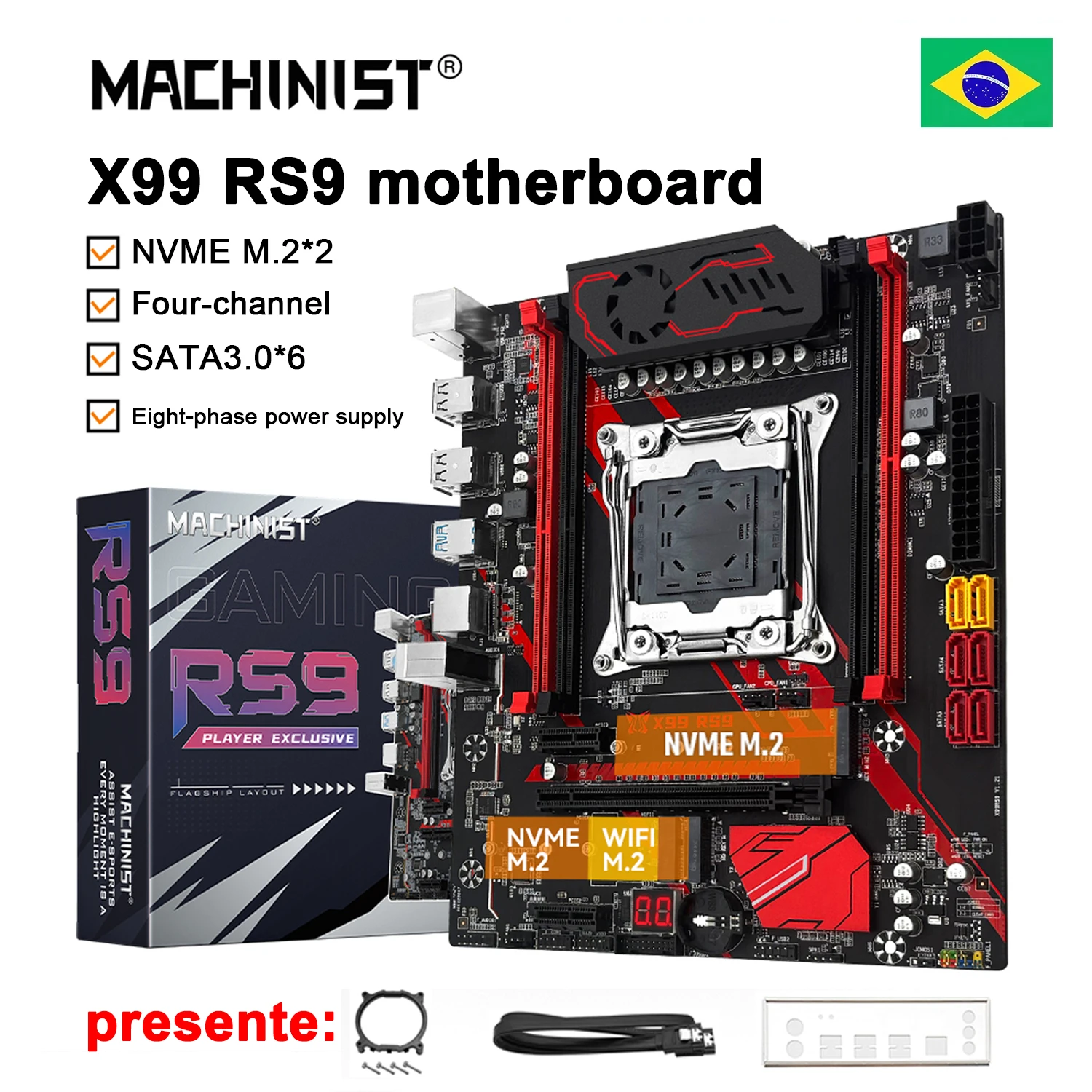Placa-mãe MACHINIST X99 RS9 LGA2011-3 Suporta CPU Intel Xeon E5 V3 V4 Série Memória DDR4 ECC RECC de Quatro Canais NVMe M.2 M-ATX