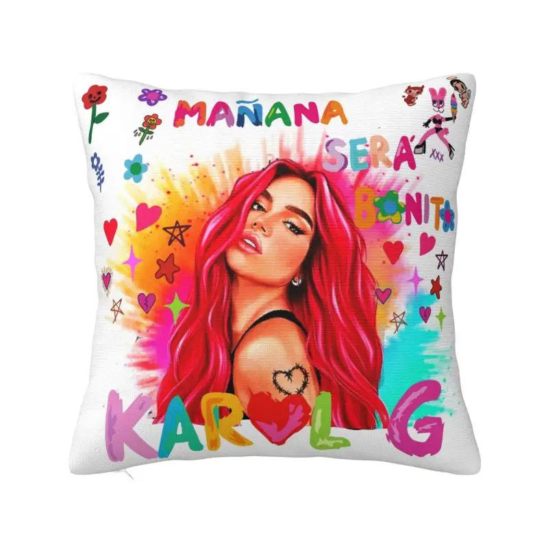 Reggaeton Music Karol G Manana Sera Bonito Cushion Cover 50x50cm Polyester Pillow Case for Car Pillowcase Living Room Decoration