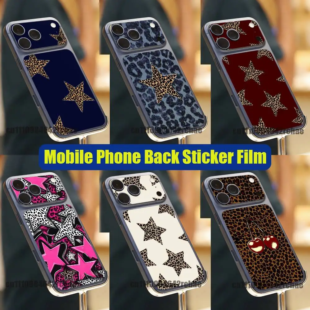 

For Leopard Print Cherry Star iPhone 17 Pro Max Phone Back Sticker Film Decal Skin Wrap DIY Custom Stickers Full Cover