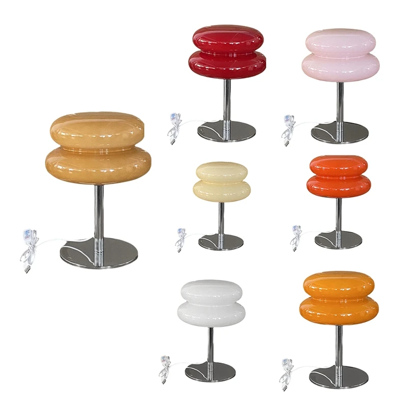 LICE-Retro ไข่ Tart โคมไฟ MID Century Modern โคมไฟเห็ด USB โคมไฟตั้งโต๊ะ Trichromatic Dimming ห้องนั่งเล่นบรรยากาศโคมไฟ