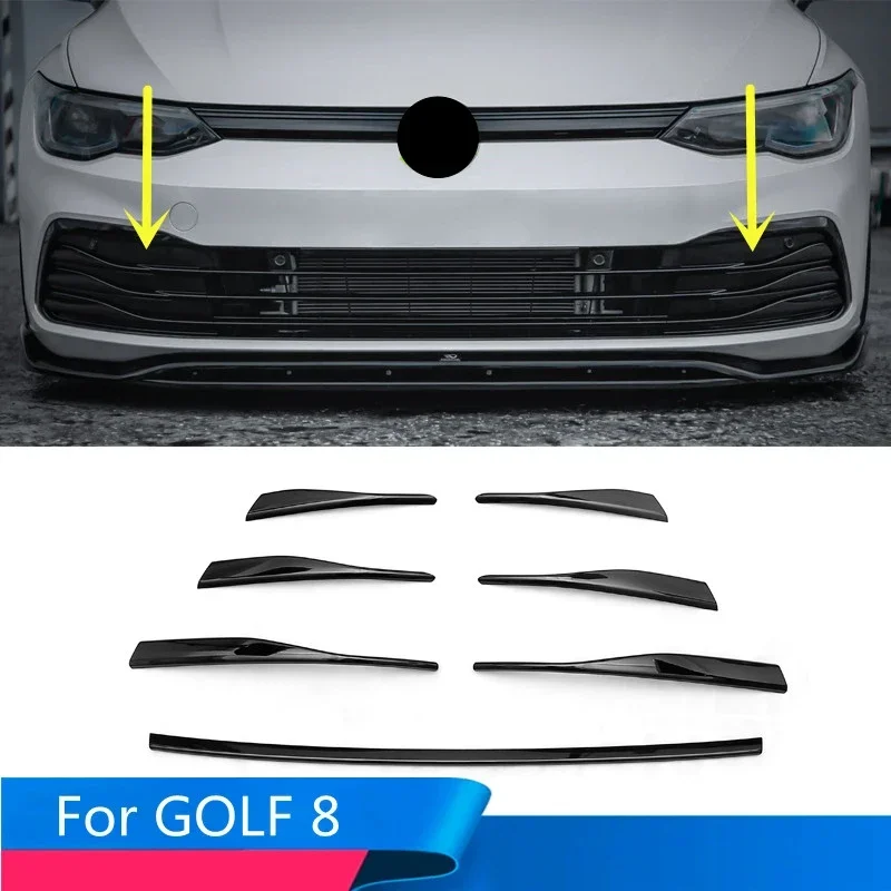 

For Volkswagen Golf 8 Automotive special upper and lower grille trim refit exterior front grille bright black body trim stickers