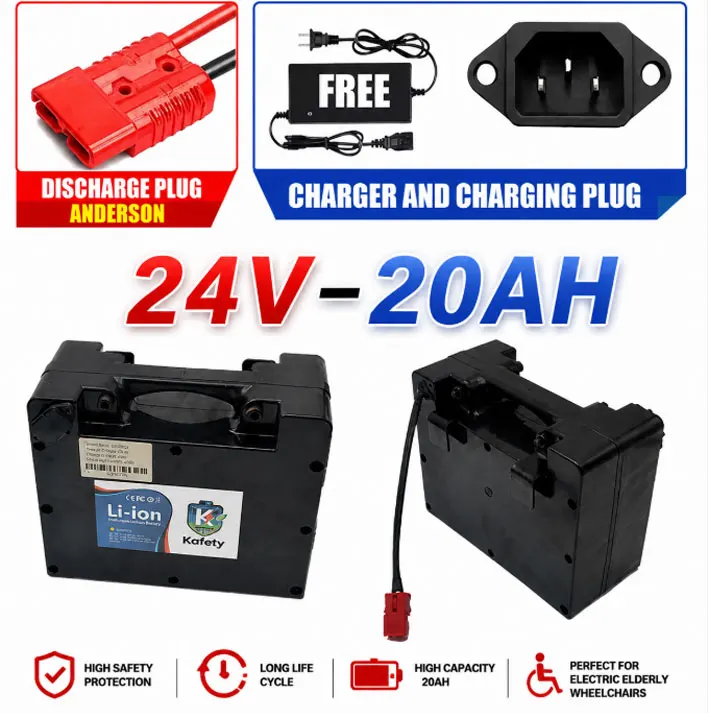 24V 20000mAh Lithium-Batterie für Elektrorollstühle, Batterie für Senioren-Mobilitätsroller, 29,4V 2A Ladegerät, Lager in Polen, EU-Lokalbestand, schnelle Lieferung in 3-7 Tagen