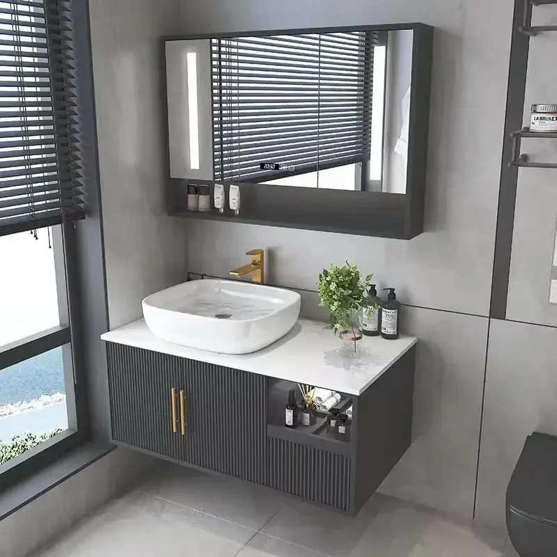 

Modern Bathroom Washbasin Cabinet Slate Integrated Countertop Creative Bathroom Cabinets Vanity Top Sinks Bathroom Furniture