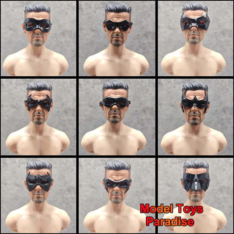 1/6 1/12 escala hombres soldado Cosplay murciélago Robin máscara de ojos superhéroe Retro media cara máscara ajuste 12 pulgadas cuerpo de figura de acción