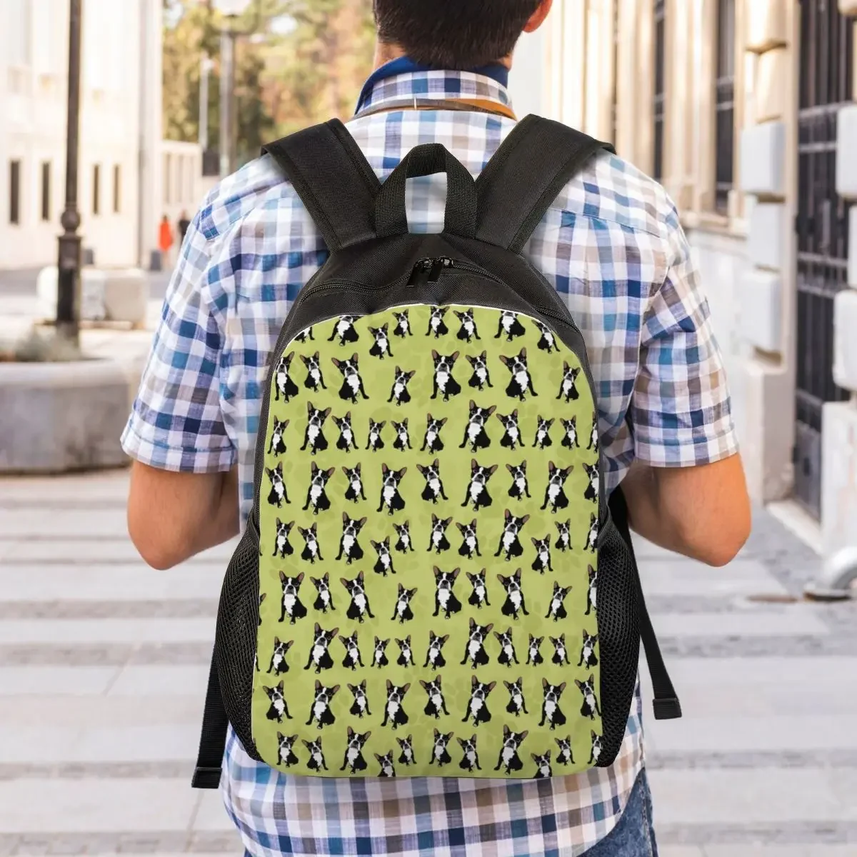 Customized Boston Terrier Pattern Backpack Men Women Fashion Bookbag for School College Bags
