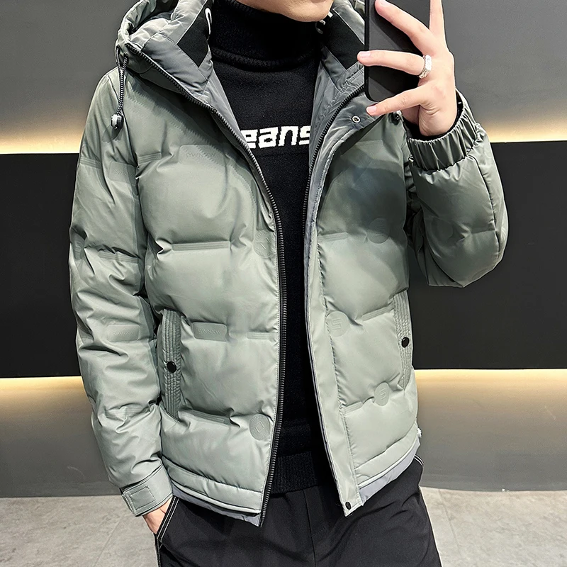 Casual 2024 Autumn Winter Men\'s White Duck Down Jackets Solid Think Warm Hooded Puffer Coat Outdoor Loose Windproof Down Garment