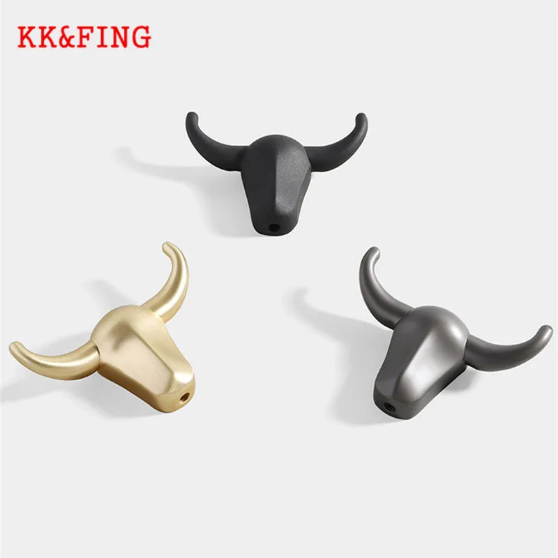 KK&FING New Simple Zinc Alloy Wall Hanging Clothes Hook Creative Cow Head Cactus Robe Hook Bedroom Bathroom Towel Hook Hardware