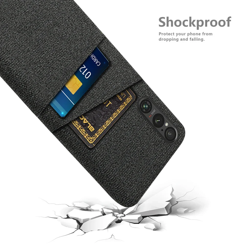 Dla Sony Xperia 1 V VI IV III II obudowa luksusowa tkanina z podwójną kartą do Sony Xperia 1 II III IV V VI etui Coque Funda Capa