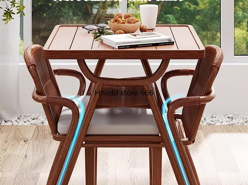

Small apartment rattan chair coffee table outdoor balcony table and chairs three-piece set