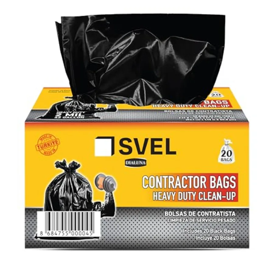 

Heavy Duty Industrial Contractor Bags 42 gallons 2 Mil Bags - 33" x 48" Thick and Tough Trash Bag for Construction, Commercial,
