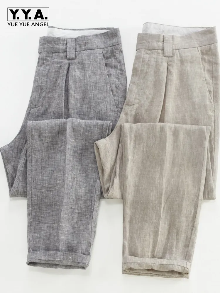 Retro Male Button Pockets Comfortable Pants Loose Mens Straight Pant Fashion Business Solid Color Men Middle Waist Trousers