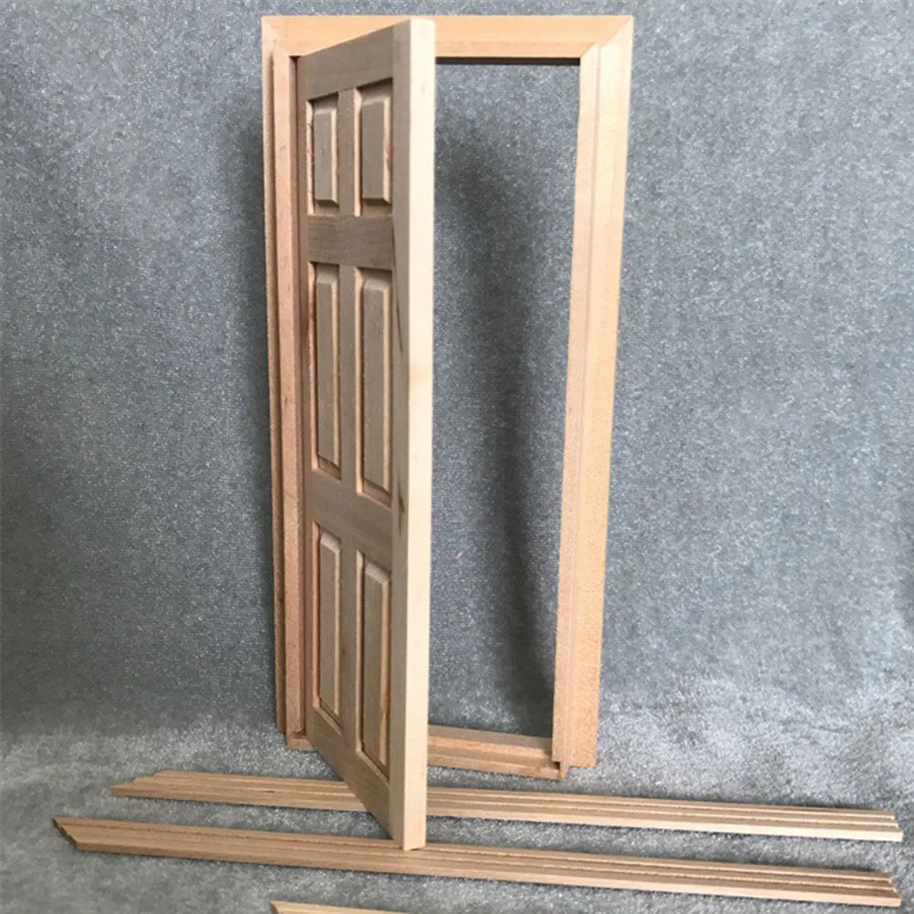 

DIY Mini Wood Door for Dollhouse Decoration Solid Natural Wood Material Lightweight Exquisite Detail Creative Room Decor Kids