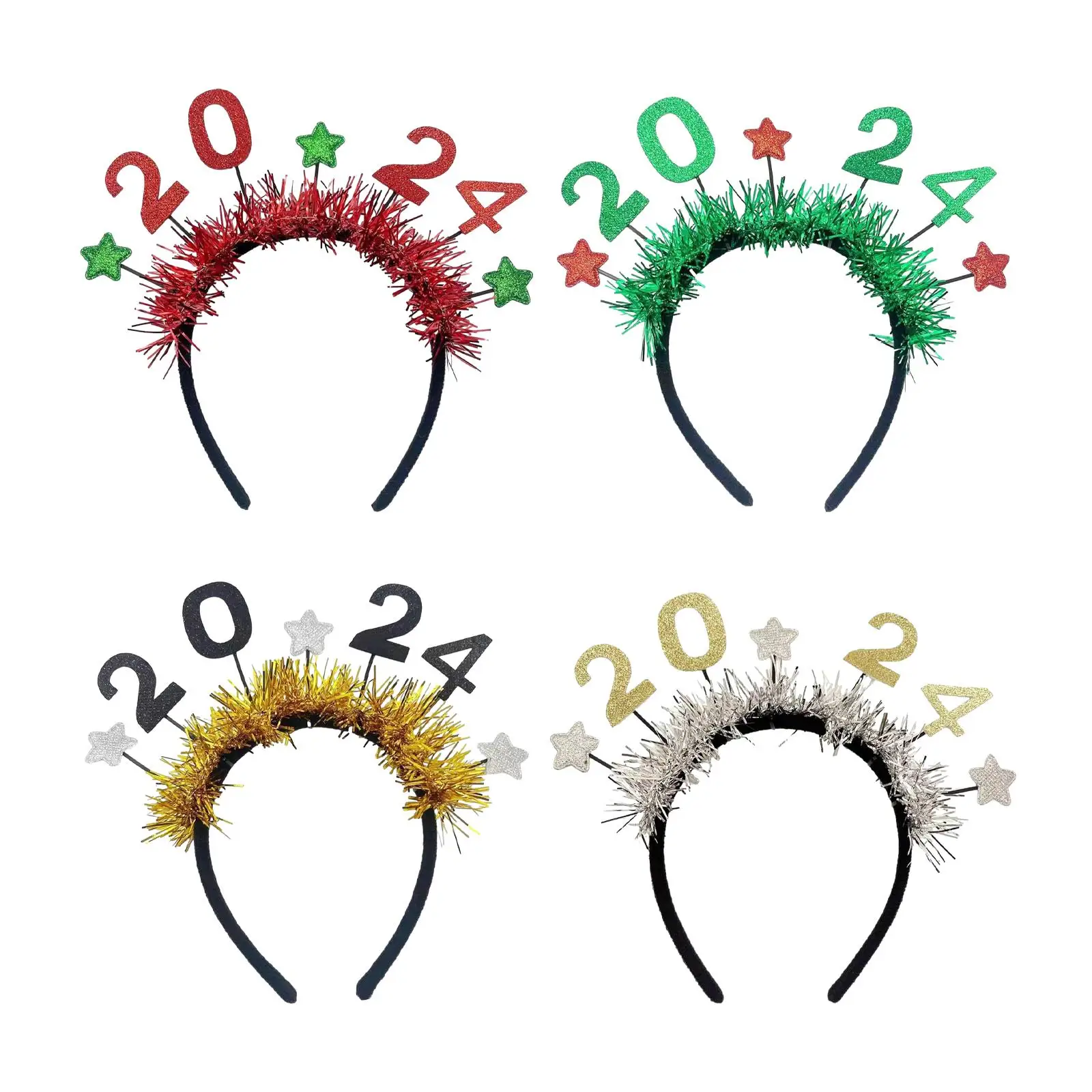 2024 New Year Headband Headwear Hairhoop Headdress for Stage Performance Carnival Party Supplies