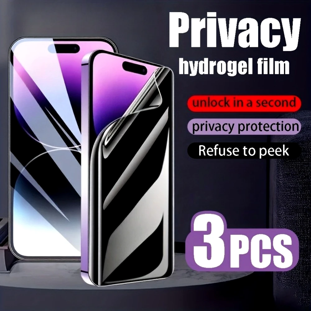 

3 шт. антишпионская гидрогелевая пленка для iPhone 17 16 15 14 Pro Max 16e Air 13 12 11 Pro 15 14 Plus XR XS Max, полное защитное покрытие для экрана