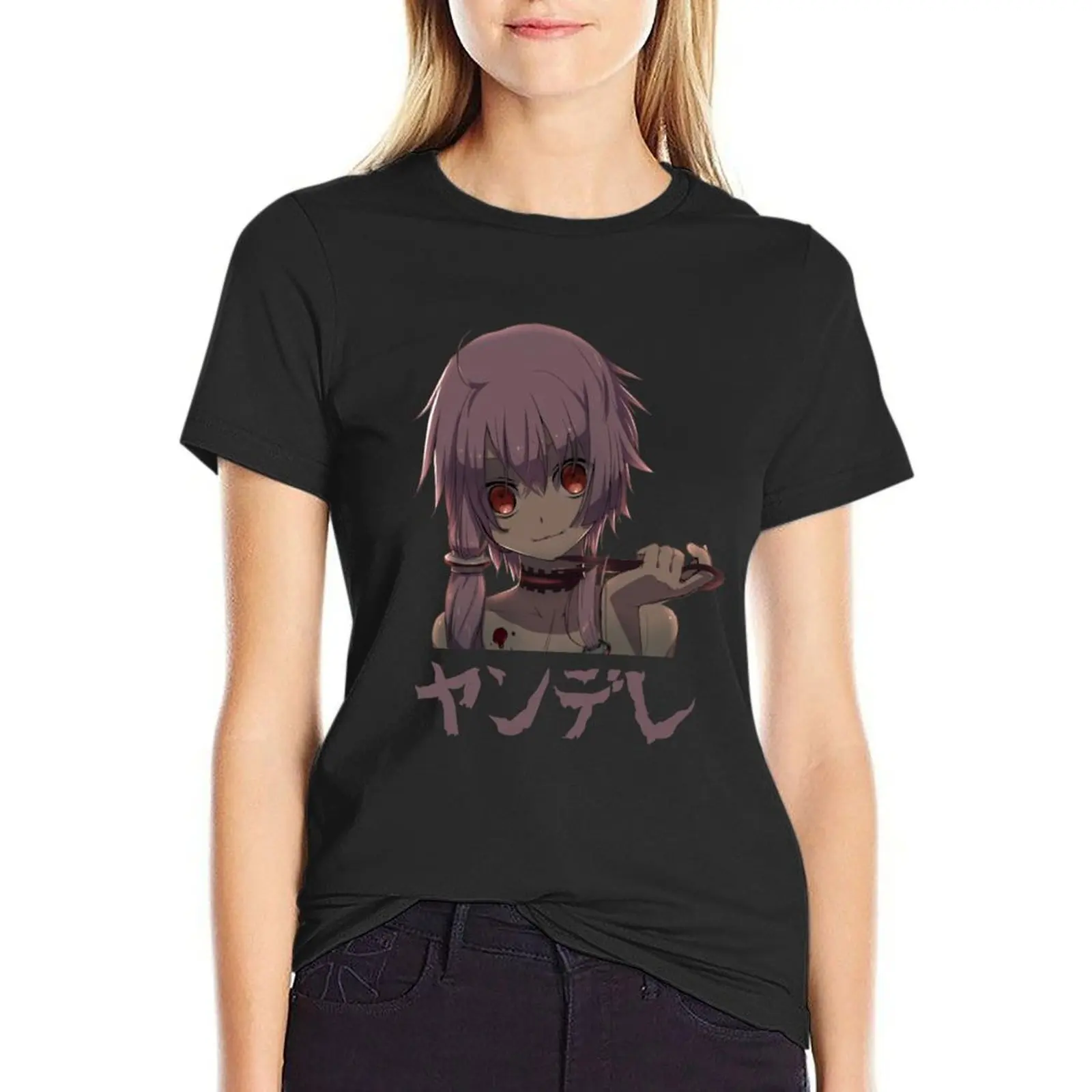 Yandere-camiseta versión Katakana para niña, ropa kawaii, ropa estética, camisa con estampado de animales para niña, camisetas para mujer