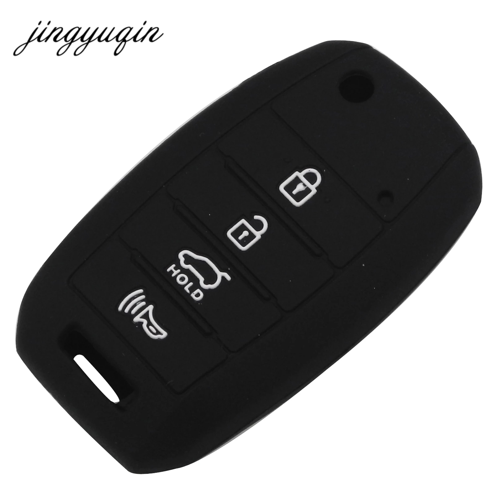 jingyuqin Silicone Skin Car Key Case fit for KIA Optima Sorento Soul Carens Sportage Flip Remote Key Cover Fob 4 Button