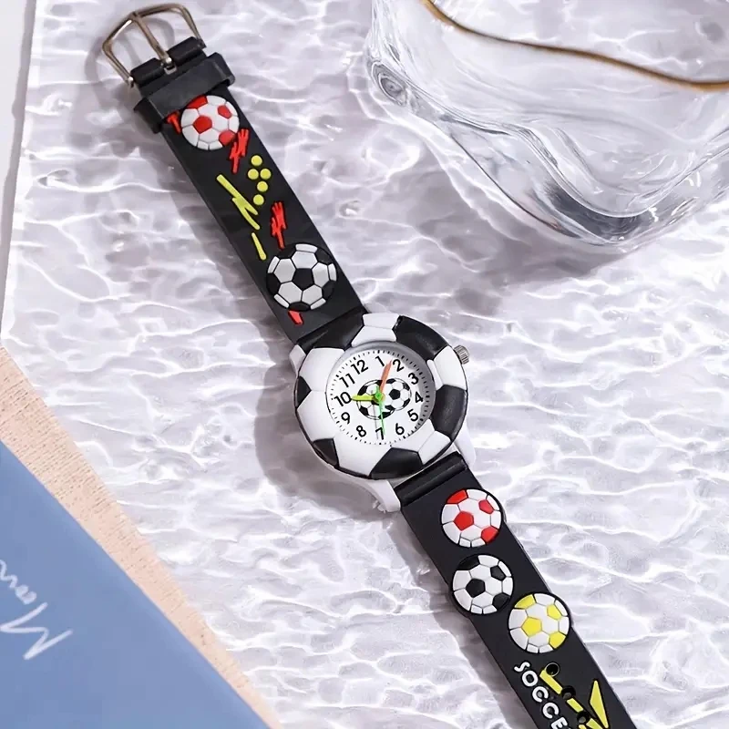Kegllect Cartoon Enfants Montre à quartz 3D Football Bracelet en silicone Anti-chute Montres