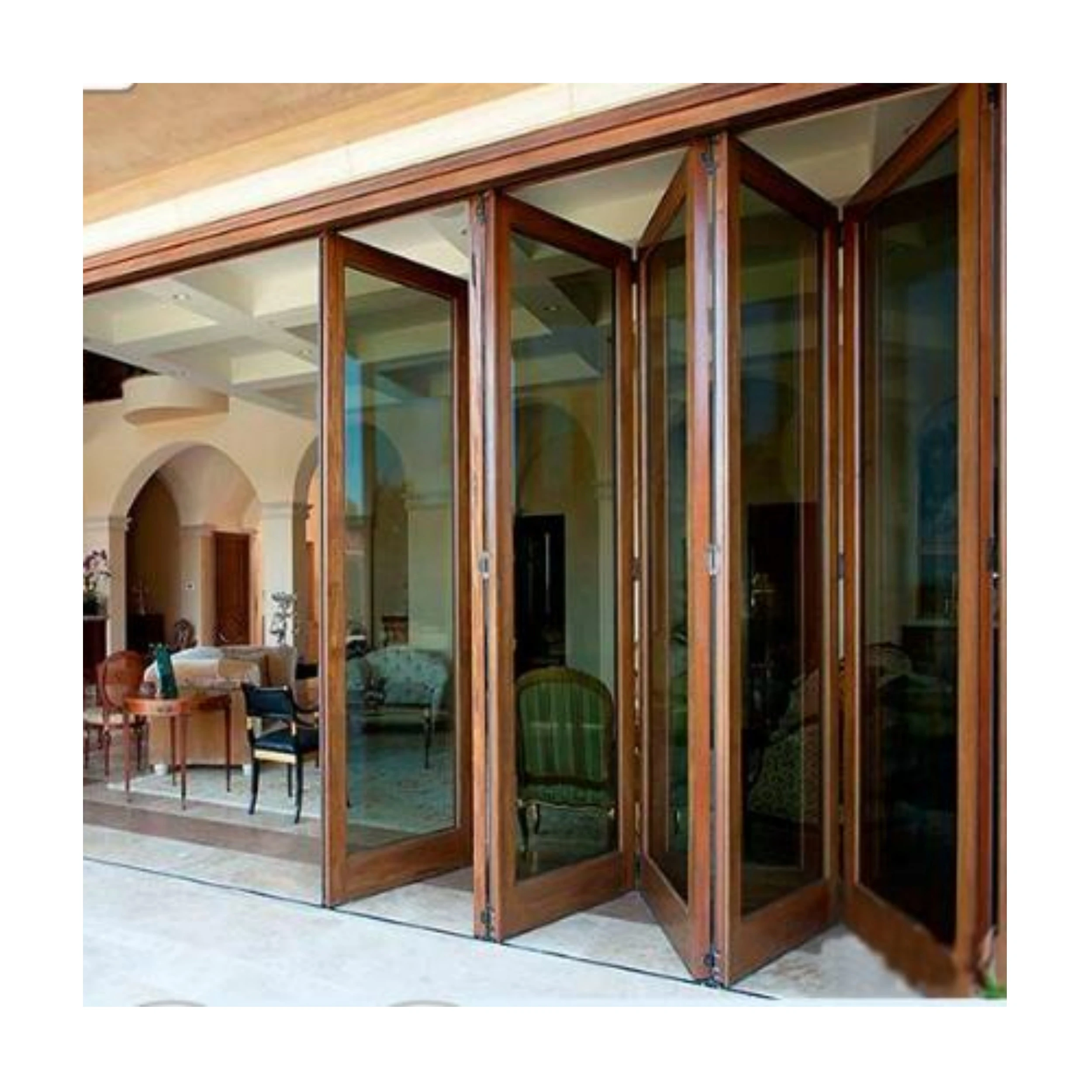 Hot Selling Modern Design Double Folding Terrace Aluminum Glass Accordion Door Villa Heavy Duty Folding Screen