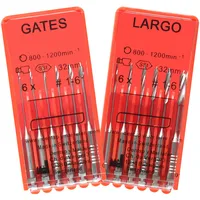 Paquete de 6 piezas de limas endodónticas dentales de acero inoxidable, portapastas rotatorios, reamers Gates, Glidden, Peeso y limas endo para motor