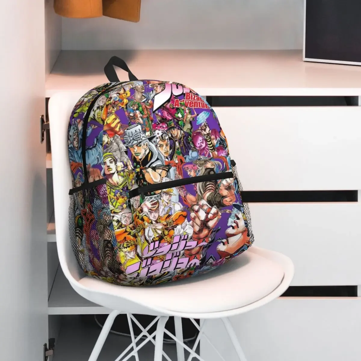 Jojo Bizarre Adventure Anime Cartoon Student Backpack School Bag Hiking Travel Daypack for Boys Girls Bookbag Shoulder Bags