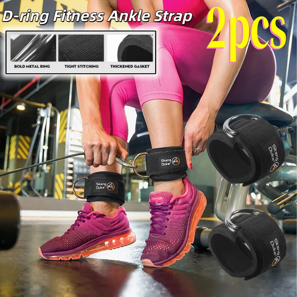 1/2 Uds correas de tobillo acolchadas ajustables correas de tobillo para máquinas de Cable anillo en D puños de tobillo de Fitness para entrenamientos de gimnasio Rebate Leg Ext
