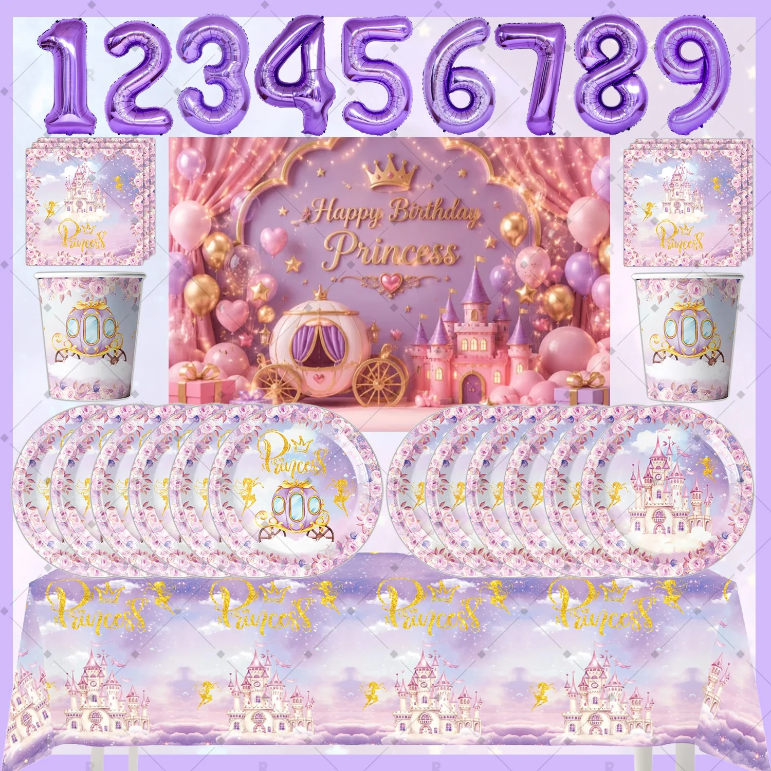 Party Supplies - Décorations pour fête d'anniversaire de princesse,