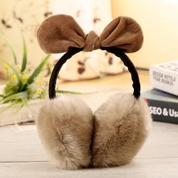 Girls Vintage Bow Foldable Plush Earmuffs Solid Soft Warm Headphone Ear-cap Boys Winter Accessories Outdoor Ear Muffs for Women