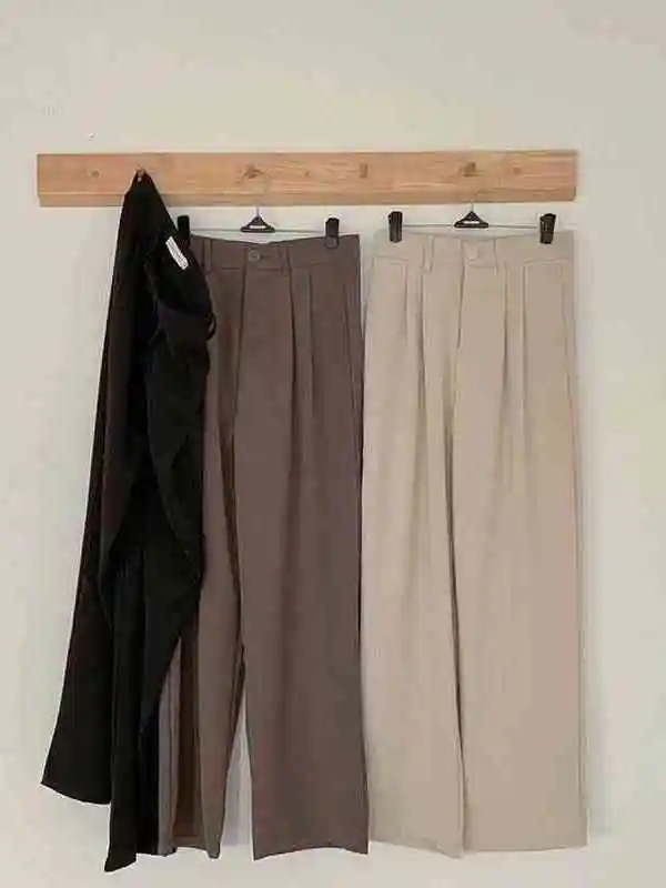 

Женские брюки с высокой талией, прямые, для офиса, в корейском стиле, из ПВХ-материала, со средней/низкой посадкой, для взрослых