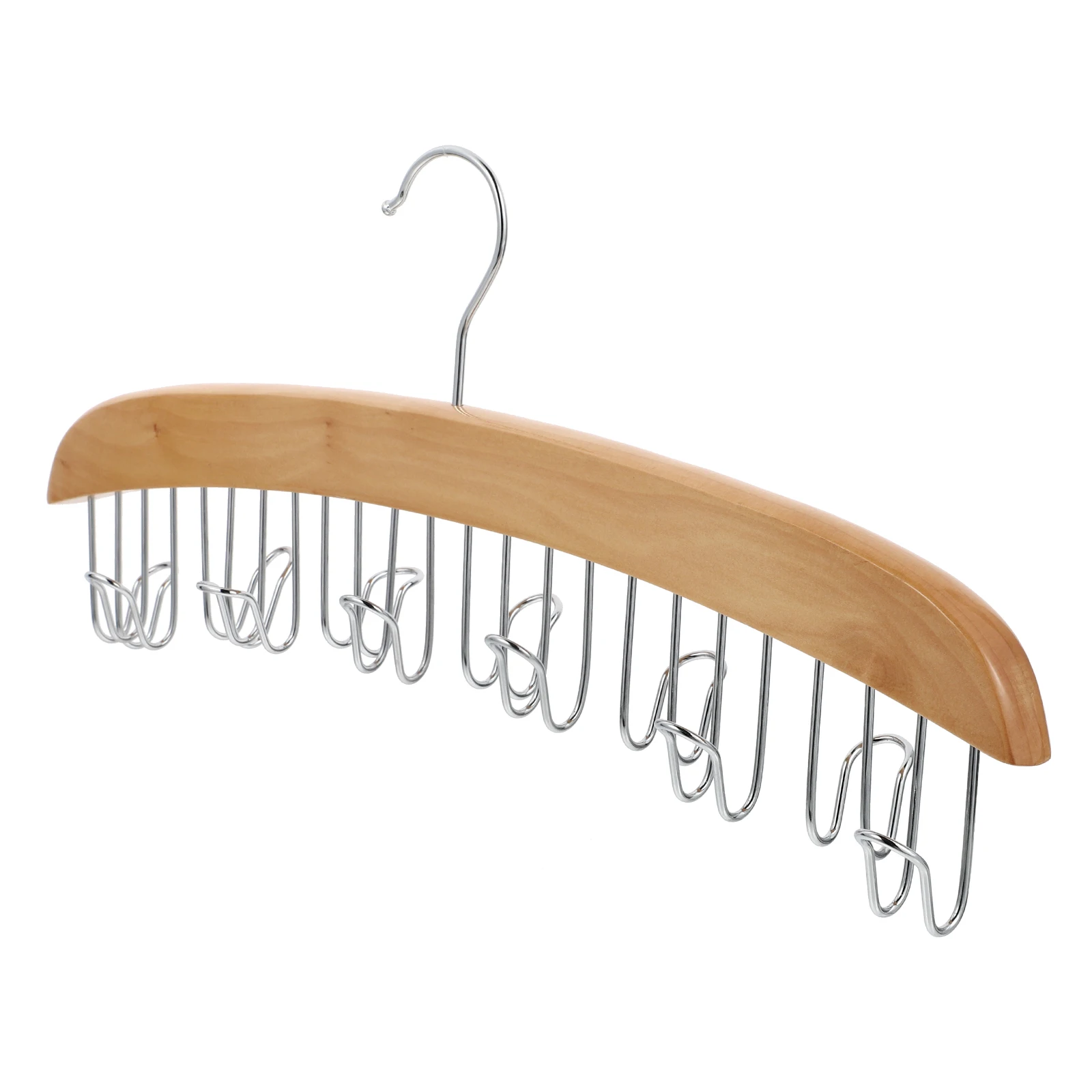 

Non Slip Hanger 12 Stainless Steel Hooks Wooden Tie Rack Belt Organizer Closet Storage Clothes Holder Wardrobe Display Home