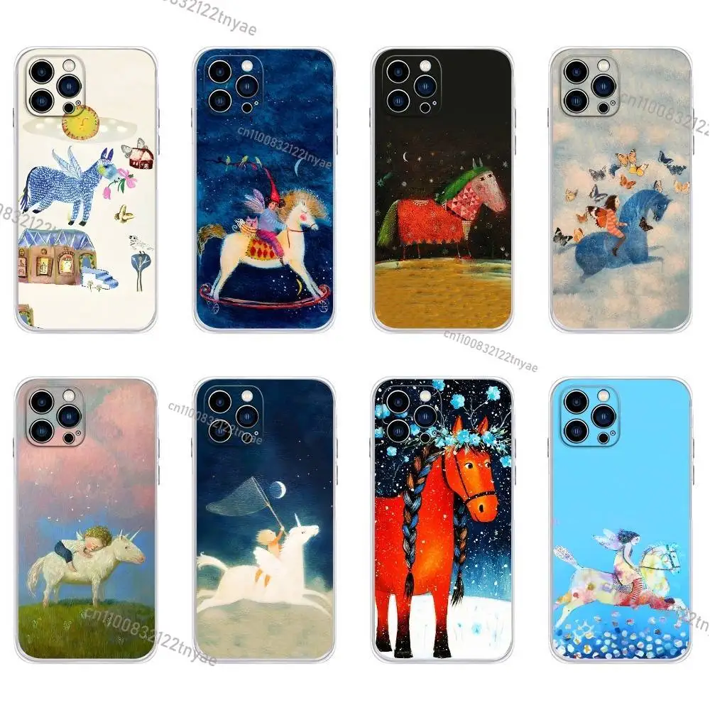 

Cute cartoon horse Print Phone Case for iPhone 16,17,15,14,13,12,Pro Max,11,For iPhone Air,16e Shockproof Back Coque
