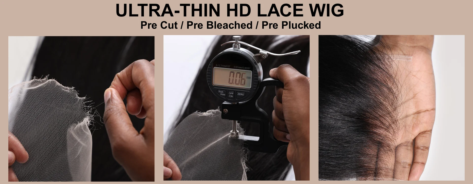 UNice Ultra-Thin 5x5 HD Lace Wigs With Drawstring Body Wave Human Hair Wigs Pre Cut Pre Bleached Glueless Wig 180% Density