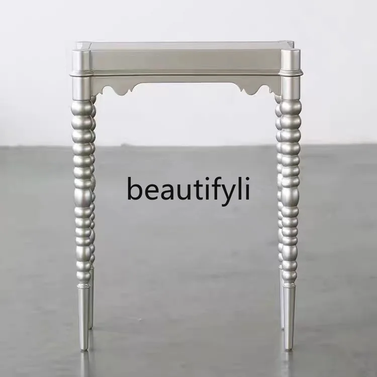 

53French solid wood retro entrance table simple shelf partition simple entrance table