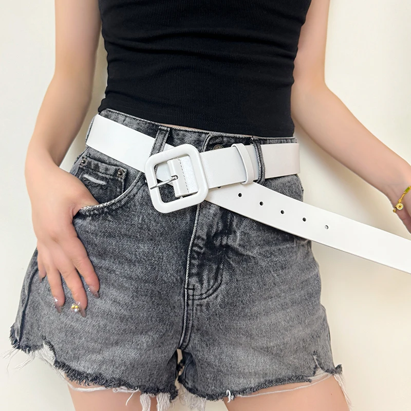 Wide belt dress versatile Instagram style belt for women Korean version new fashionable and personalized minimalist white decora