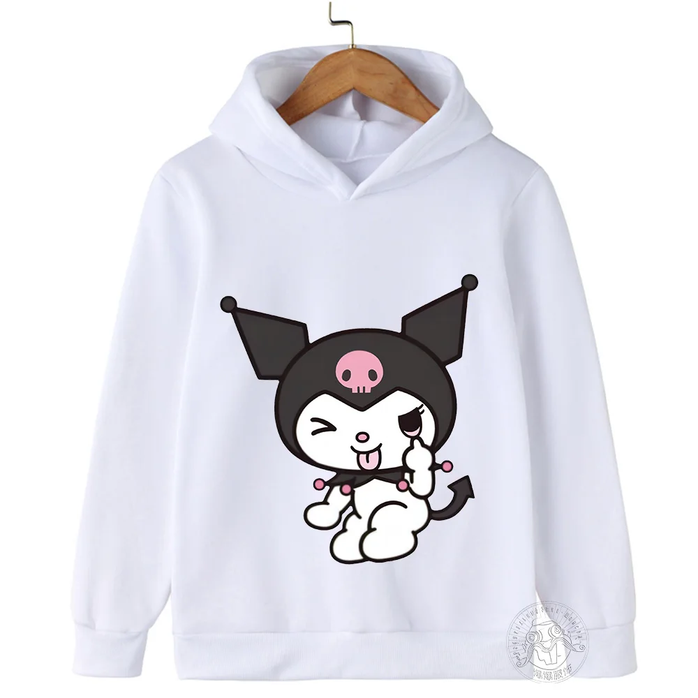 Kawaii Kuromi Hoodie For Girls Long Sleeve Sweatshirts Children Spring Autumn Sanrio Cartoon Kids Casual Hooded Pullover Tops