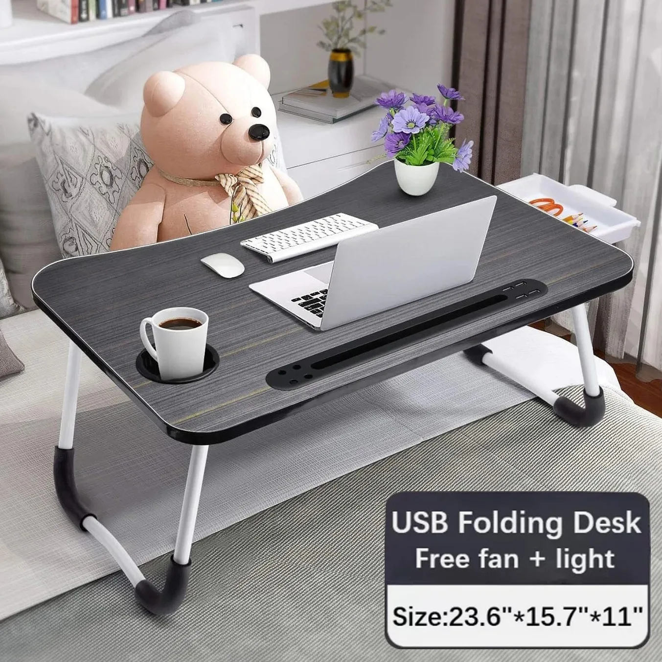 

Laptop Bed Desk Foldable Portable Laptop Table Breakfast Tray Stand Stable