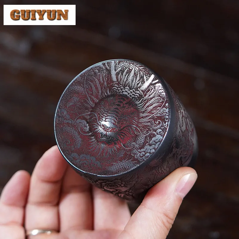 125 مللي Yixing الأرجواني الطين التنين الحصان فنجان الشاي وعاء شاي أنيق الشاي زوج الشاي تذوق العطر كوب Jianzhan ماستر أكواب درينكوير #4