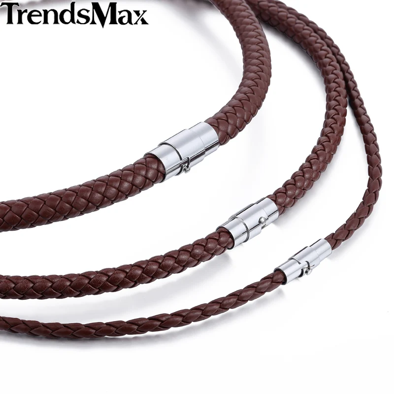 

Man-made Leather Necklace Choker Black Brown Braided Rope Chain for Men Boy Male Jewelry Gifts collier homme Magnetic UNM27