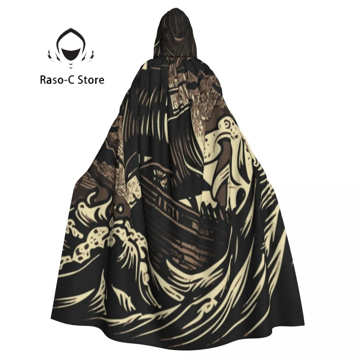 Unisex Adult Old Ship In The Sea Cloak with Hood Long Witch Costume Cosplay