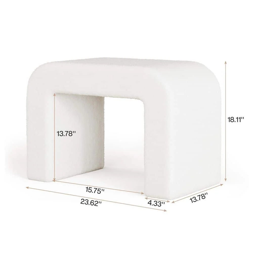 مقعد مكياج أبيض بتصميم مريح، 23.62 بوصة طول × 13.78 بوصة عرض × 18.1 بوصة ارتفاع مقعد تزيين حديث للمكياج وغرفة النوم