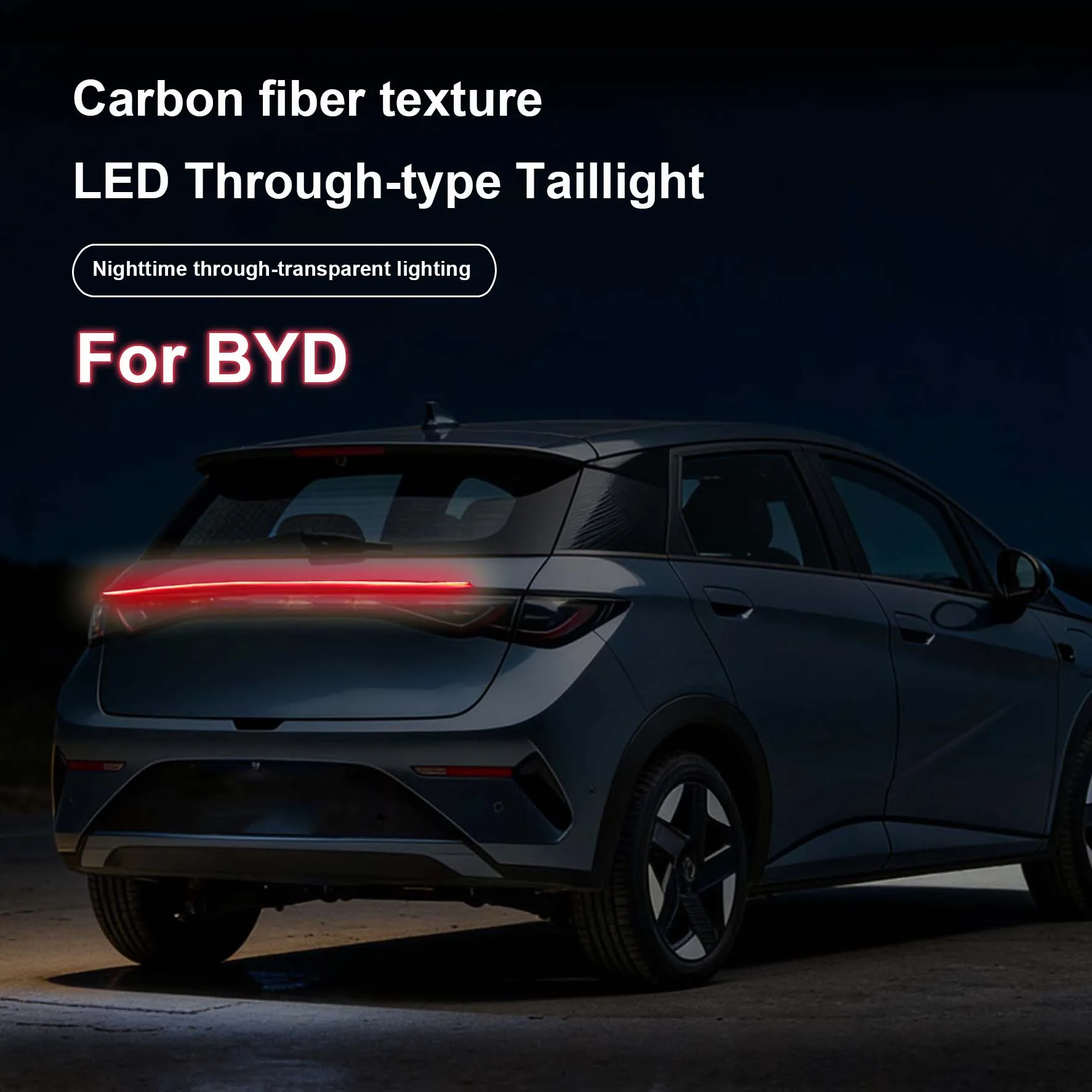 

Car High Position Brake Lights Rear Tail Warning Signal Lamps LED Carbon Fiber Spoiler Flow Lamp For BYD e3 Qin Pro EV Han DM F3