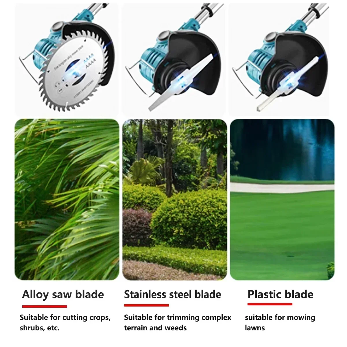 Imagem -03 - Cortador de Grama Elétrico Dobrável para Makita Aparador de Grama Ajustável Poda de Jardim Cortador de Escova 18v 3000w