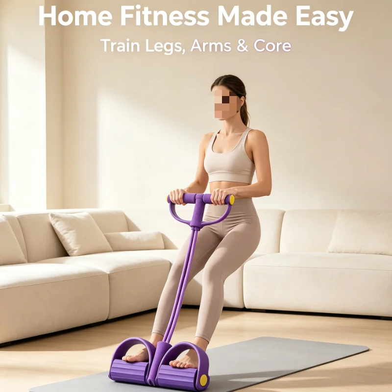 Foot Pedal Resistance Band Trainer, Non-Slip Grip Handle for Core & Leg Workout at Home
