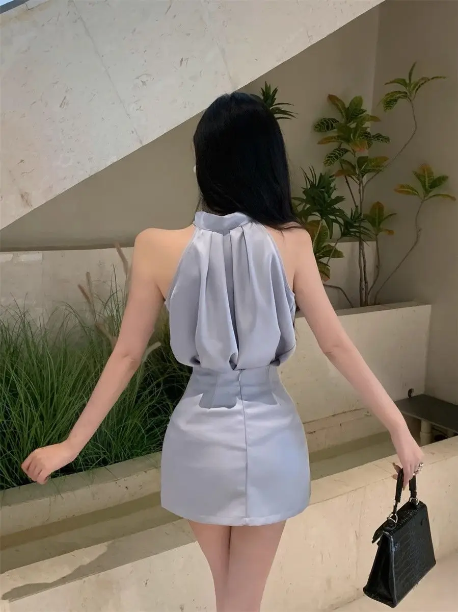 Franse stijl satijnen hemdje set dames luxe mouwloze blouse met bloemenrok elegante tweedelige outfit hoge taille minirok